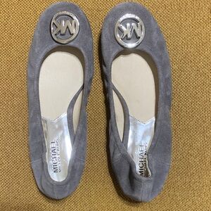 Michael Kors Silver Logo Gray Flats